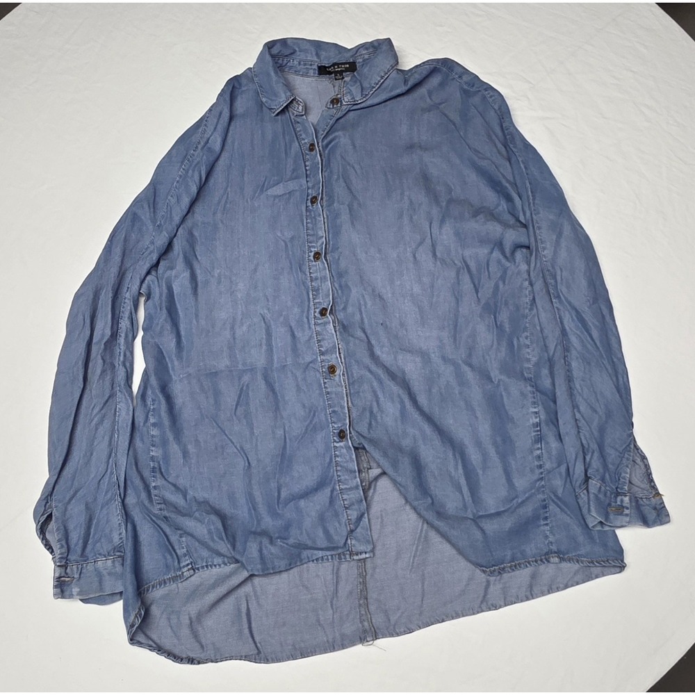 Women's Tea Rose Faux‎ Denim Longsleeve Button-up Shirt Size Large